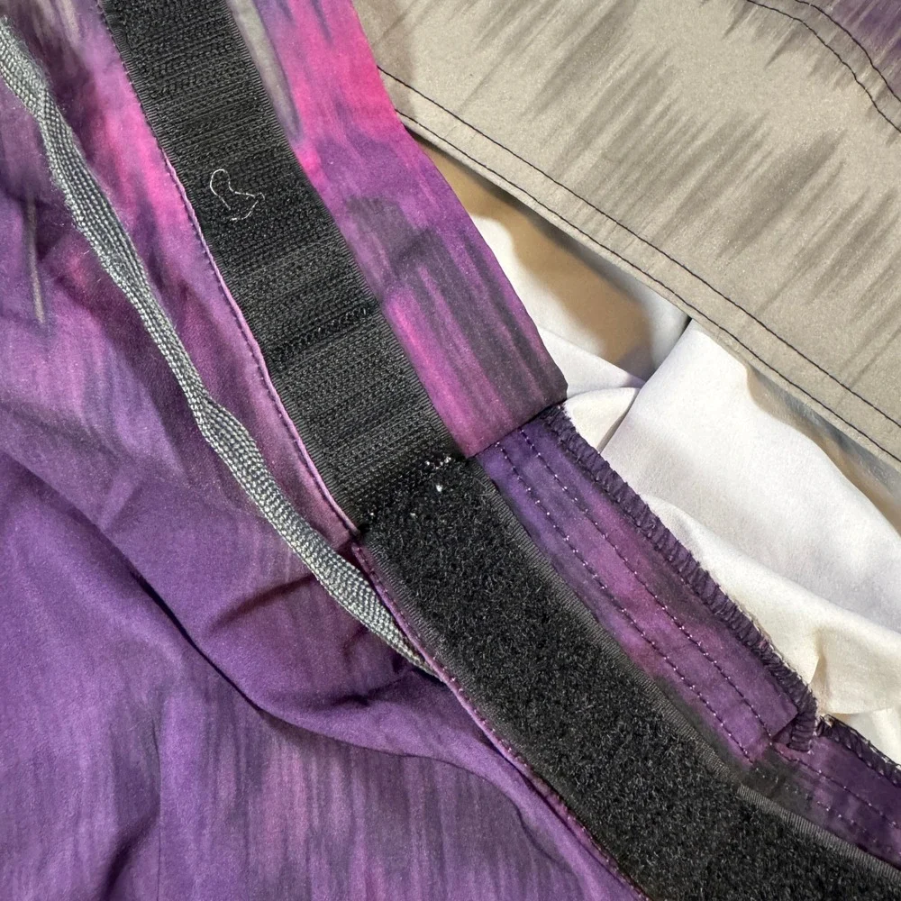 Mossimo Mens Abstract Stripe Board Shorts 36 Purple Cargo Pocket Swim Trunks